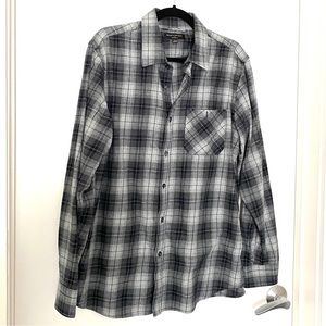 Banana Republic Gray and Black Plaid Collared Shirt (Perfect Condition)